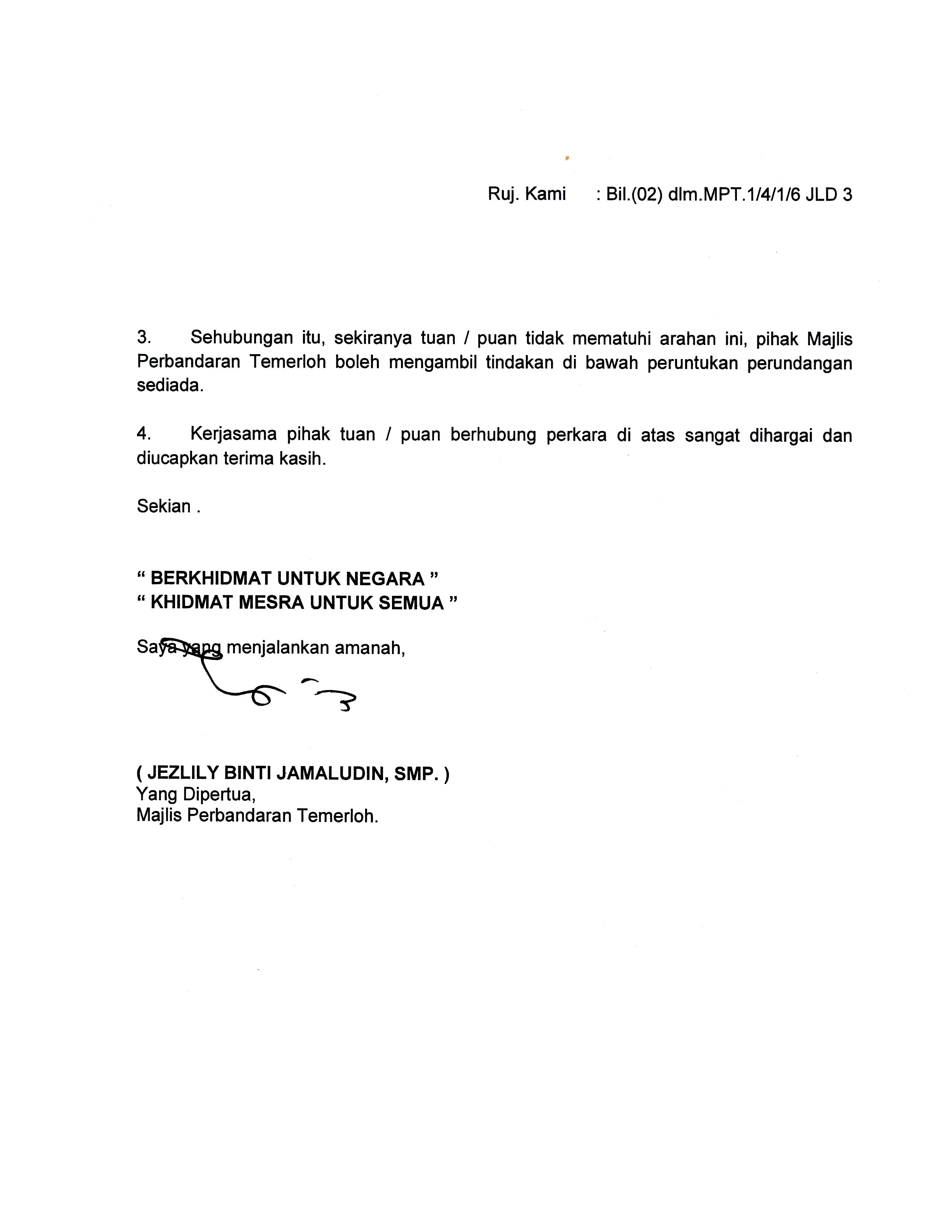 Krt Jalan Sama Gagah Surat Kepada Mpk Permohonan Memasang Papantanda Larangan Untuk Kenderaan Berat